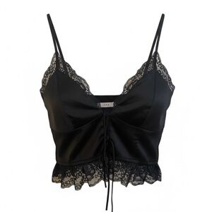 Y2K style LUSH Coquette black silk crop top size small